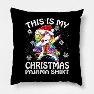 This is my Christmas Pajama Shirt Unicorn Pillow