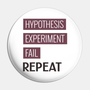 Hypothesis. Experiment. Fail. Repeat. Pin