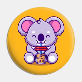 Cute Koala Drink Boba Milk Tea Cartoon Pin