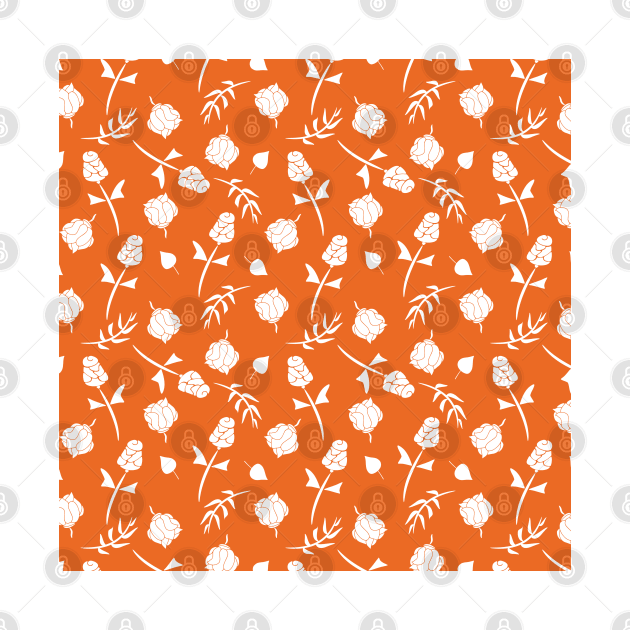Pretty Orange and White Roses Floral Pattern by FabulouslyFestive