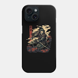 Deathly Defense A Skeleton Samurai's Battle-Ready Mask Phone Case