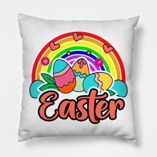 Easter Eggs Colorful Rainbow Happy easter day Pillow