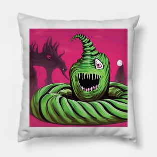 Happy Lil' Green Guy and Friend Pillow