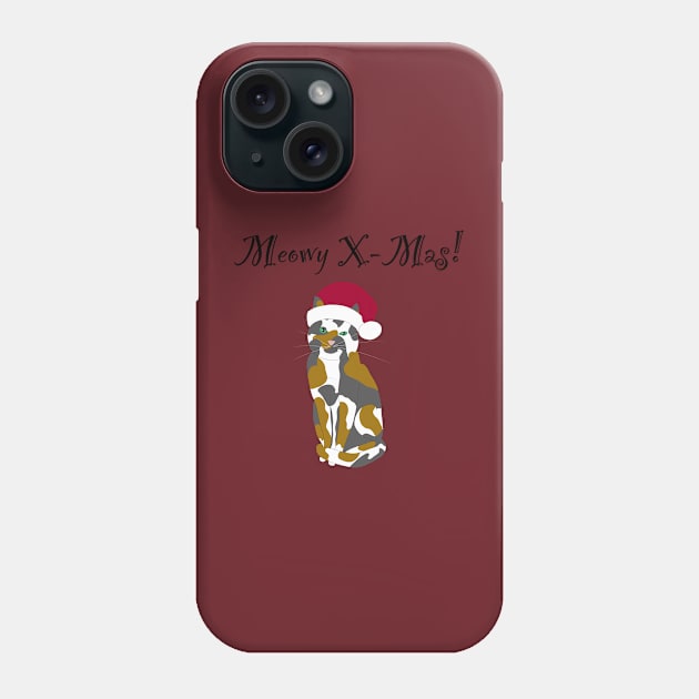 Meowy X-mas santa hat - tortoise shell Phone Case by Lian's designs