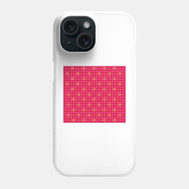 Red and Pink Houndstooth Flower Dot Phone Case by srwdesign
