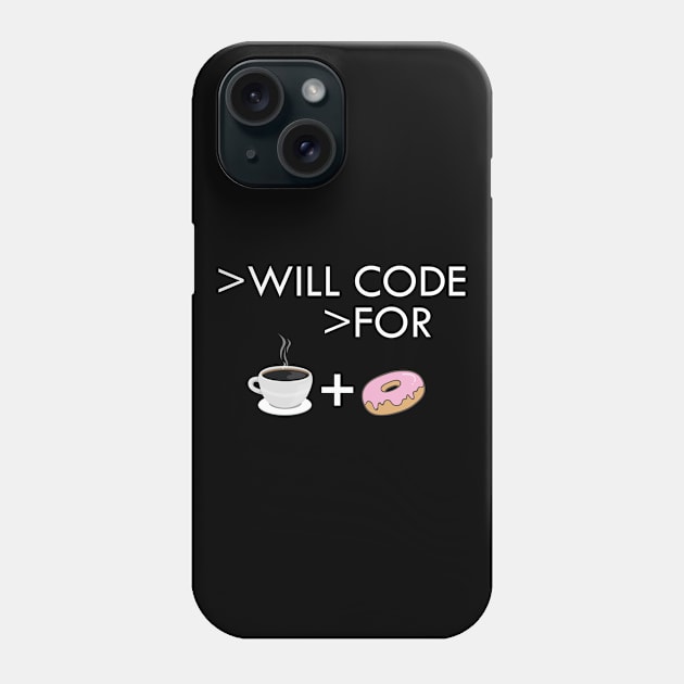 Coffee and donut - I will code for coffee and donut Phone Case by KC Happy Shop