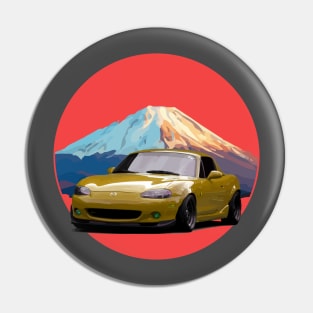 Simple Yellow Mazda Miata/MX-5 - Mount Fuji Jinba Ittai Roadster Life Pin