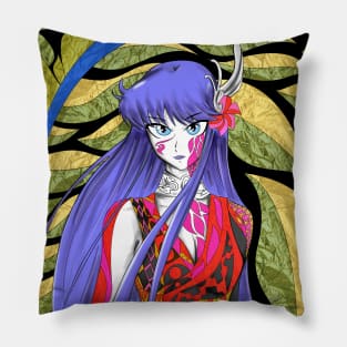 the saint athena goddess in mayan cloth ecopop Pillow