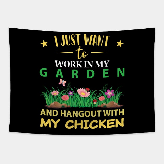 Hangout with my CHICKEN in my Garden Tapestry by GronstadStore