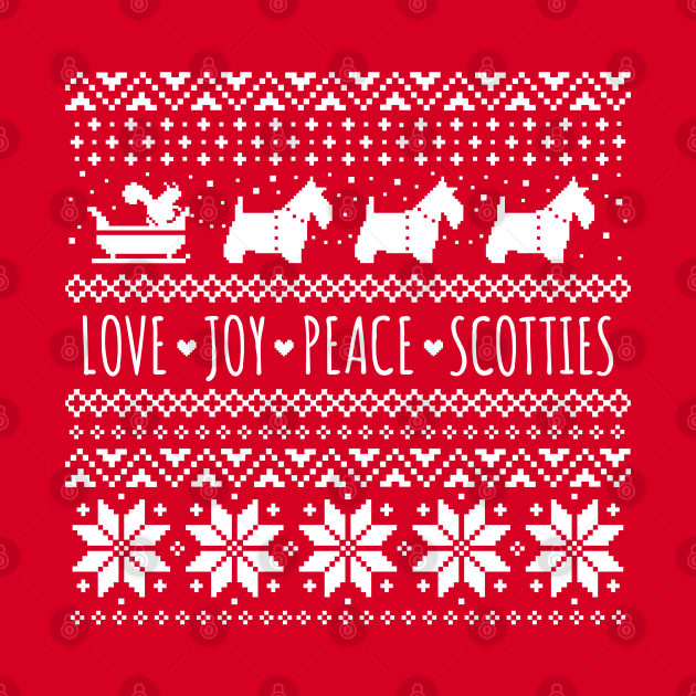 Scottish Terriers Christmas | Love Joy Peace Scotties by Coffee Squirrel