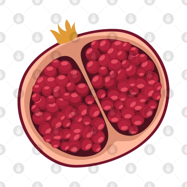 Delicious pomegranate, half exotic fruit illustration by KINKDesign