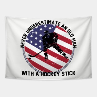 Old man with Hockey Stick Tapestry