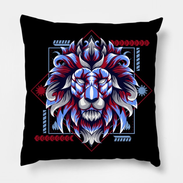 lion head artwork Pillow by SHINIGAMII