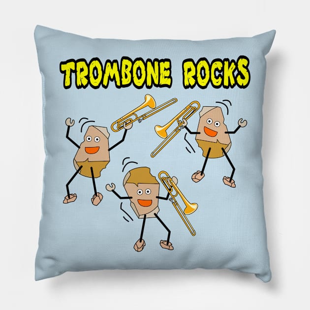 Trombone Rocks Pillow by Barthol Graphics