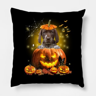 German Shorthaired Pointer Spooky Halloween Pumpkin Dog Head Pillow