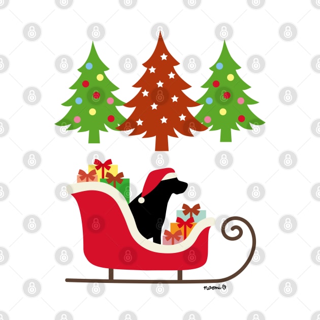 Black Labrador Christmas Sleigh by HappyLabradors