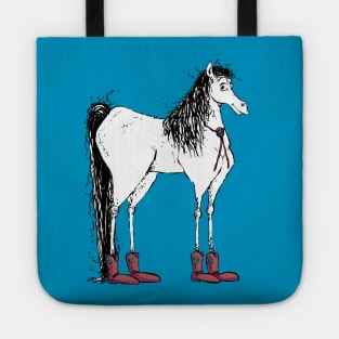 A Cute Tall Horse with a Bolo Tie and Cowboy Boots Tote