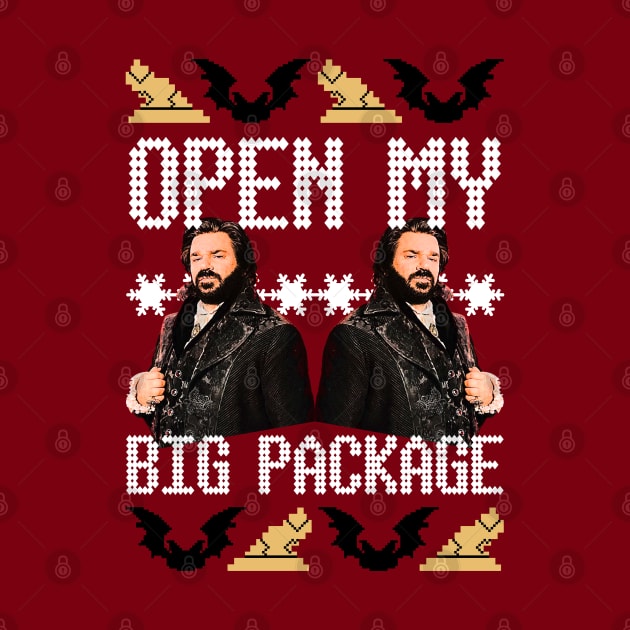 What We Do In the Shadows Christmas Sweater Design—Open My Big Package by Xanaduriffic