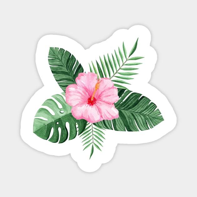 Pink Hibiscus Magnet by DreamLoudArt