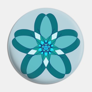 Geometric Blue Flower Pin