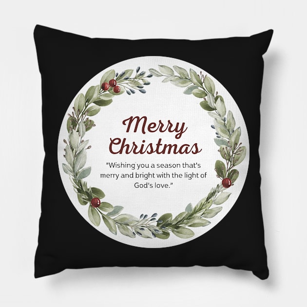 Merry Christmas Round Sticker 34 Pillow by LD-LailaDesign