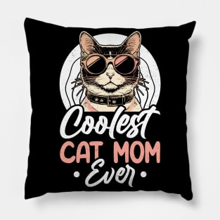 Retro Coolest Cat Mom Ever Pet Lover Vintage Mothers Day Pillow