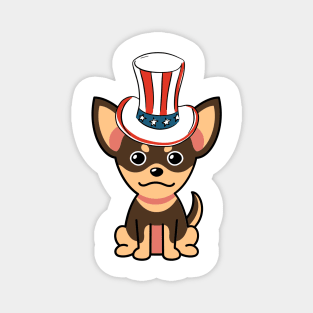 Funny small dog is wearing uncle sam hat Magnet