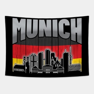 Munich Germany Skyline Vintage German Flag Tapestry