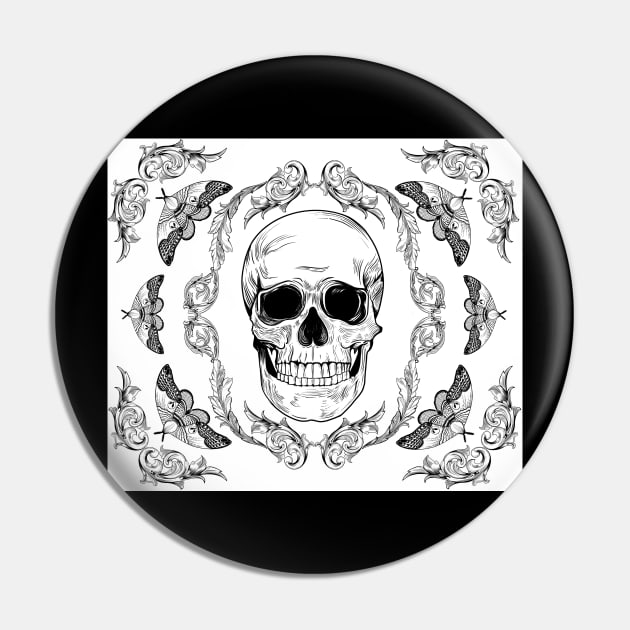 Filigree skull black and white Pin by Danii_L