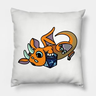 Flying Cute Orange and Blue Dice Goblin Dragon Baby Pillow