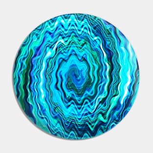 Blue And Green Groovy Swirl Abstract Art Pin