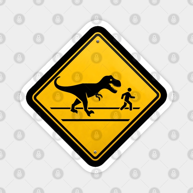Funny Dinosaur - Dinosaur Pedestrian Crossing Magnet by Shirt for Brains