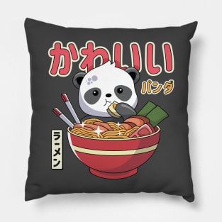 Kawaii Panda Enjoying Ramen Pillow