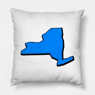 Bright Blue New York Outline Pillow