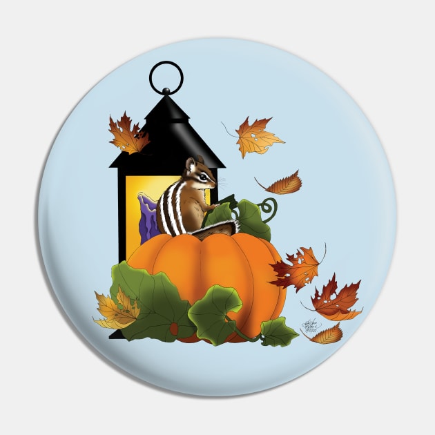 Pumpkin Chipmunk Pin by tigressdragon