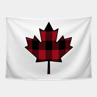 Maple Leaf in Plaid Tapestry