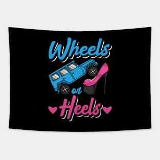 Wheels Or Heels Gender Reveal Tapestry