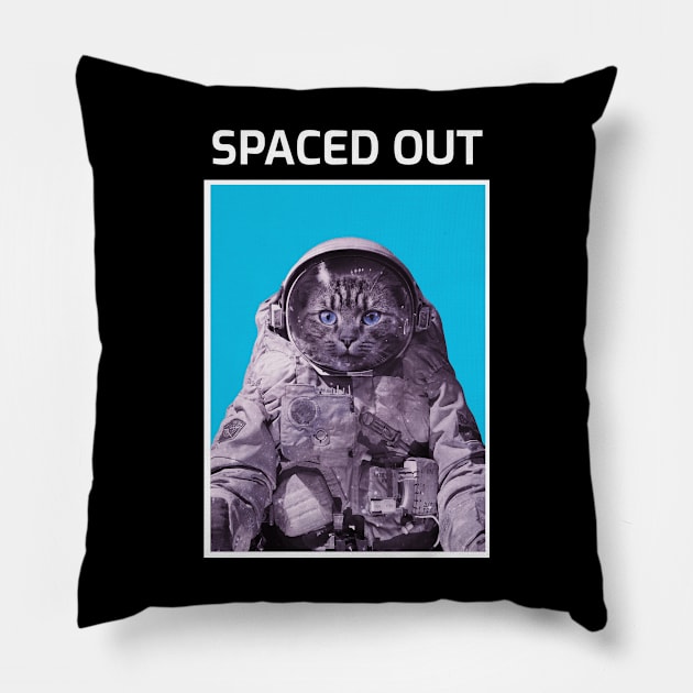 SPACED OUT CAT Pillow by TeeNZ