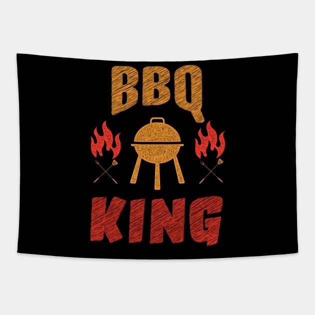 BBQ KING design / funny grilling lover / Grill Master BBQ Grilling / barbecue Tapestry by Anodyle