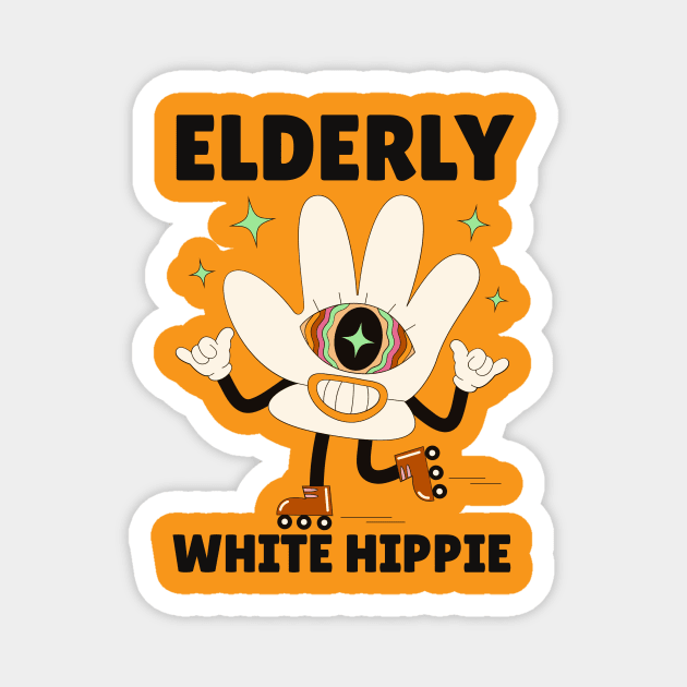 Elderly White Hippie Magnet by The WYLD Tribe