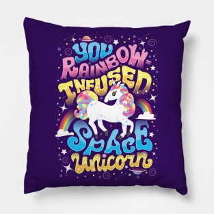 Rainbow-infused Space Unicorn Pillow