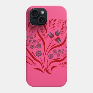 Folk floral print . Flowers abstract art , poster. Phone Case