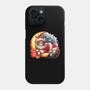 Maine Coon Cat On The Moon Christmas Phone Case