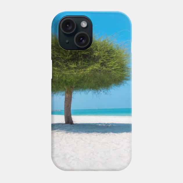 Single tree on tropical beach Phone Case by All About Nerds