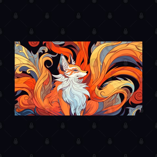 Nine-tail fox deity by etherElric