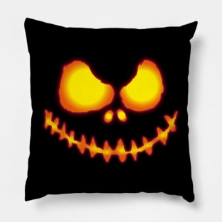 Scary pumpkin face with neon effect and fire colors Pillow