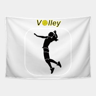 Silhouette of a woman playing volleyball Tapestry