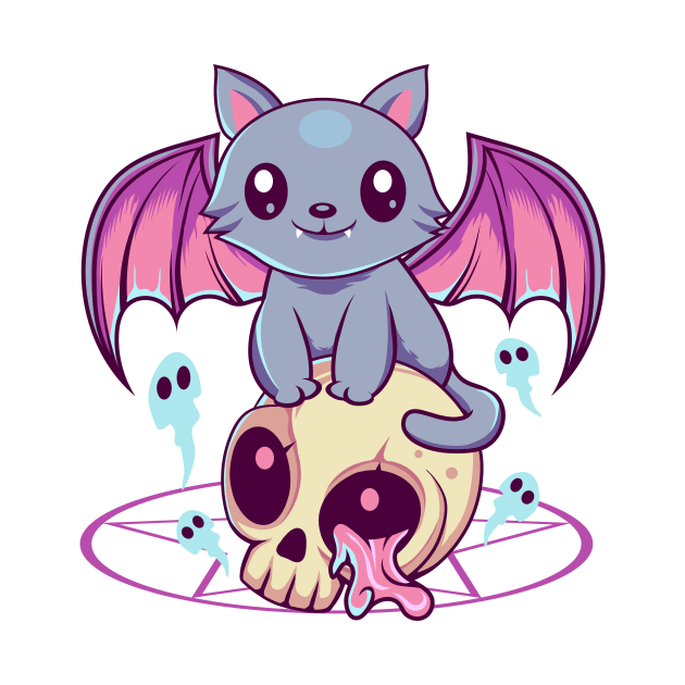 Skull Cat Kawaii by DionArts