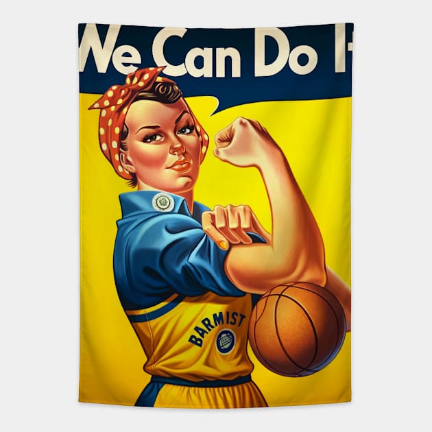 Hoops Empowerment: 'We Can Do It!' Basketball Edition Tapestry by Edd Paint Something