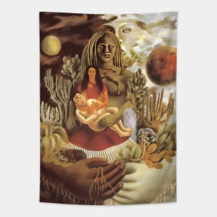 The Love Embrace of the Universe the Earth Mexico Myself Diego and Senor Xolotl by Frida Kahlo Tapestry